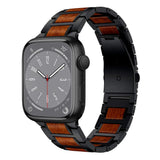 Correa de reloj de sándalo rojo natural y metal