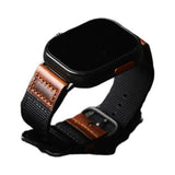 Correa de piel de nailon hecha a mano para Apple Watch