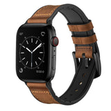 Men's Apple Watch Band with Leather Exterior and Silicone Lining