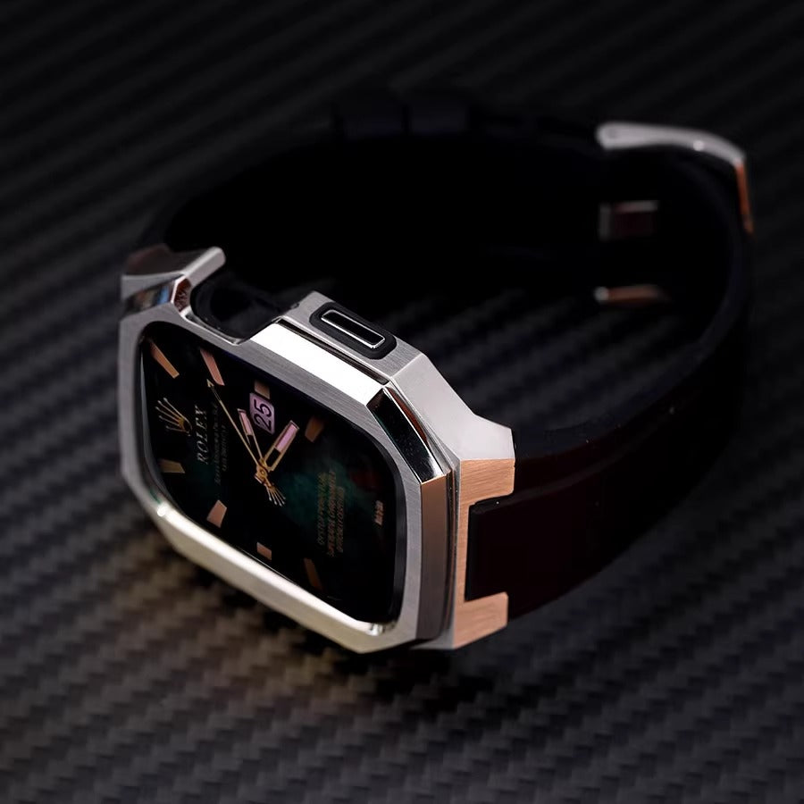 Stainless Steel Case with Rubber Band for Apple Watch