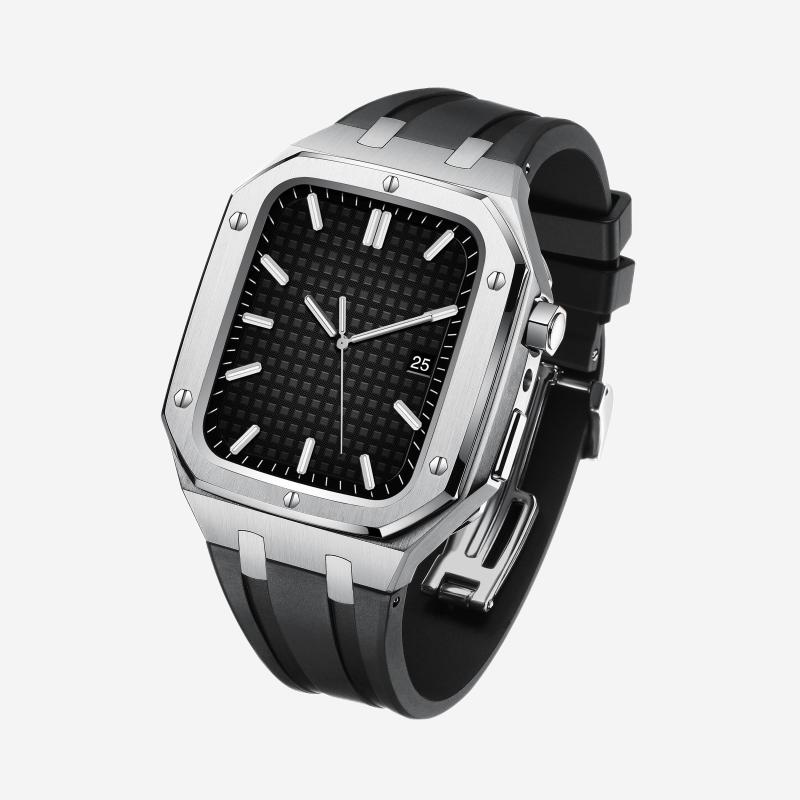 Pulseira de Silicone com Case em Aço Inoxidável para Apple Watch – AP9006