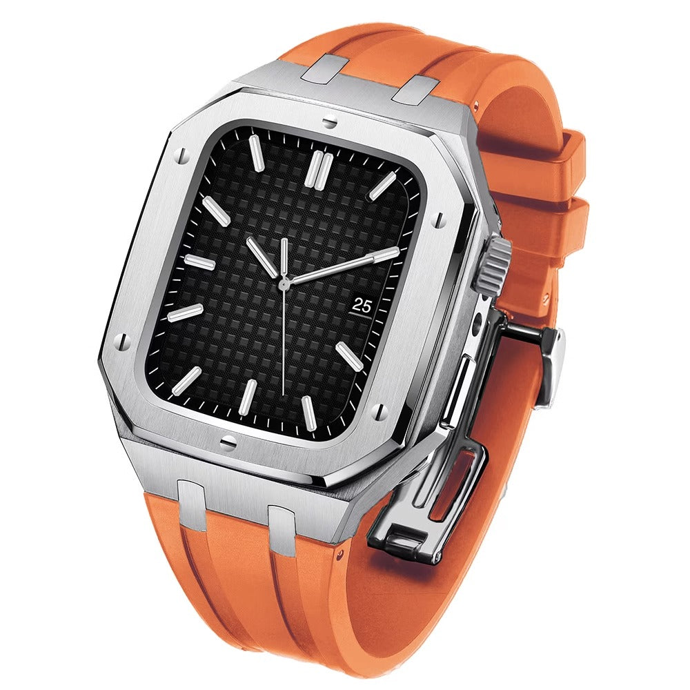 Pulseira de Silicone com Case em Aço Inoxidável para Apple Watch – AP9006
