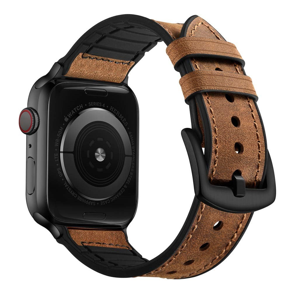 Men’s Apple Watch Band with Leather Exterior and Silicone Lining